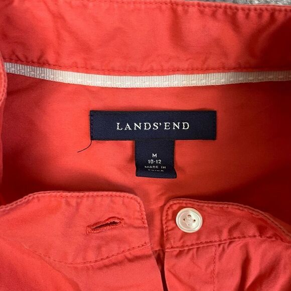 Lands End Women’s Medium Orange Casual Button Down Shirt Top - Picture 5 of 5